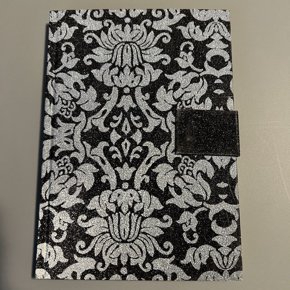 Molly & Rex Victorian Flower Glitter Magnetic Strap Journal 104 Ruled Pages NEW
